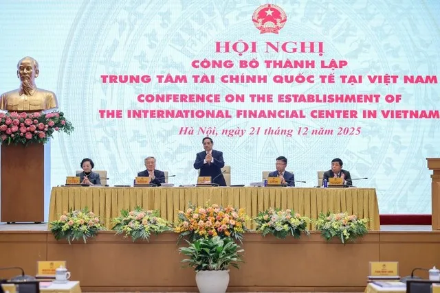 Thủ tướng Chính phủ Phạm Minh Chính chủ trì hội nghị công bố thành lập Trung tâm tài chính quốc tế tại Việt Nam - Ảnh: VGP