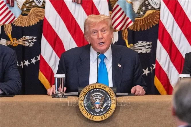 Tổng thống Mỹ Donald Trump phát biểu tại Nhà Trắng, Washington, D.C. Ảnh: THX/TTXVN 