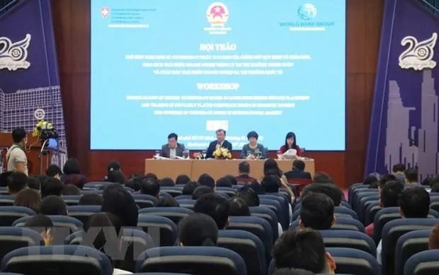 Hội thảo phổ biến các quy định mới về phát hành trái phiếu doanh nghiệp. (Ảnh: Hứa Chung/TTXVN).