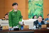 Thượng tướng Nguyễn Duy Ngọc, Thứ trưởng Bộ Công an giải trình tại phiên họp.