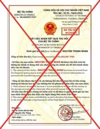 Một văn bản giả mạo con dấu, chữ ký của Bộ trưởng Bộ Tài chính.