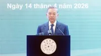 Tổng Bí thư, Chủ tịch nước Tô Lâm phát biểu chính sách tại Đại học Thanh Hoa. (Ảnh: THỐNG NHẤT/TTXVN)