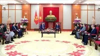 Quang cảnh buổi tiếp Đại sứ Marc Knapper tại Trụ sở Trung ương Đảng. (Ảnh: ĐĂNG KHOA).