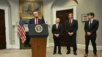 Tổng thống Mỹ Donald Trump phát biểu về hạ tầng trí tuệ nhân tạo (AI) vào ngày 21/1 tại Phòng họp Roosevelt, Nhà Trắng, dưới sự chứng kiến của đại diện Softbank, Oracle và OpenAI. Ảnh: AFP