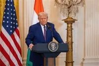 Tổng thống Mỹ Donald Trump phát biểu tại cuộc họp báo ở Nhà Trắng, Washington D.C., ngày 14/2/2025. Ảnh: THX/TTXVN