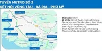 Sơ đồ hướng tuyến metro số 3 kết nối Vũng Tàu- Bà Rịa - Phú Mỹ.