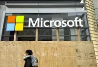 Biểu tượng tập đoàn Microsoft tại New York, Mỹ. Ảnh tư liệu: Kyodo/TTXVN