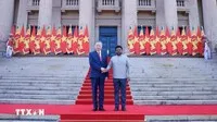 Tổng thống Sri Lanka Anura Kumara Dissanayake chủ trì lễ đón Tổng Bí thư, Chủ tịch nước Tô Lâm. (Ảnh: Thống Nhất/TTXVN)