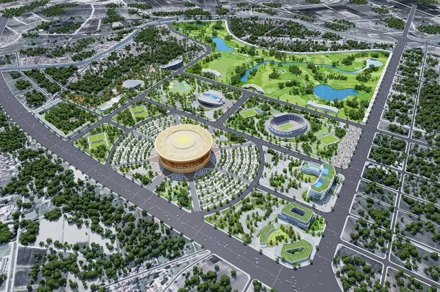 Phối cảnh dự án Khu đô thị thể thao Olympic với điểm nhấn là Sân vận động Trống Đồng.