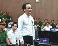 Cựu Chủ tịch HĐQT Tập đoàn FLC Trịnh Văn Quyết và các đồng phạm tại phiên tòa sơ thẩm.