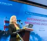 Bà Mariam J. Sherman, Giám đốc WB phụ trách Việt Nam, Campuchia và Lào, Việt Nam phát biểu tại sự kiện