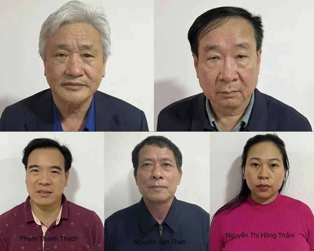 Các bị cáo tại Công ty Khoáng sản Bắc Giang và Công ty Xuân An. Ảnh: BCA